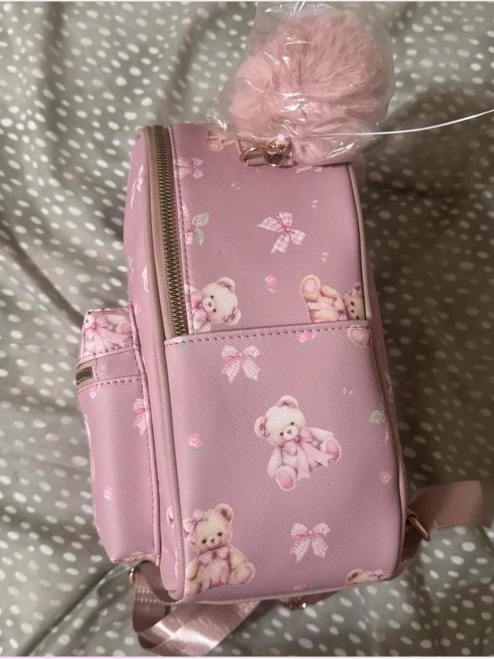 Pink Teddy Print Mini Backpack - Picture 2 of 4